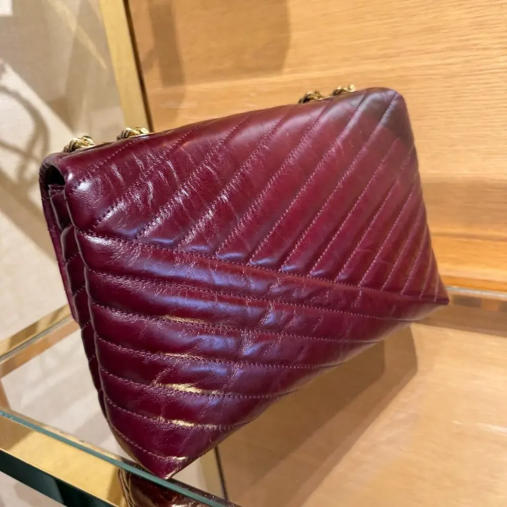 NEW‼️Tory Burch Willa Chevron Glazed Large Shoulder Bag 188185 $675